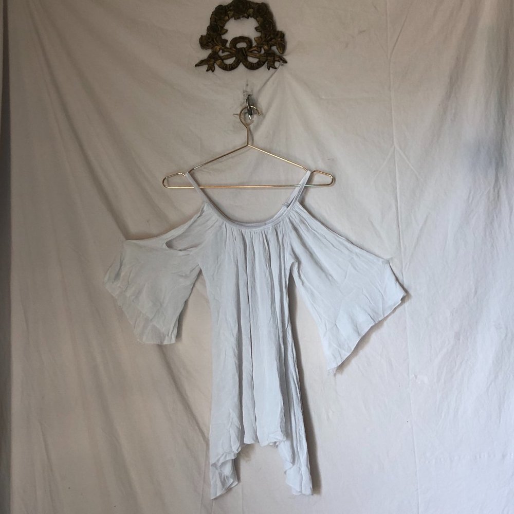 White Gauze shoulder less top